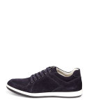 Perforated Suede Low-Top Sneaker, Blue