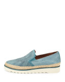 Millie Leather Slip-On Sneaker, Teal