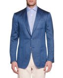 Wool-Silk Two-Button Sport Coat, Blue