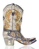 Cassidy Crystal Cowboy Boot Evening Clutch Bag, Silver/Multi