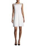 Bevin Sleeveless Lace-Yoke Dress, Pearl