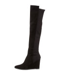 Demivoom Suede/Stretch Wedge Boot, Black