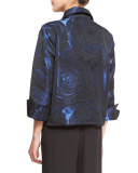 Night Blooms Jacquard Gala Jacket, Sapphire/Black