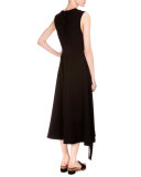 Sleeveless Midi Dress W/Side Ties, Black