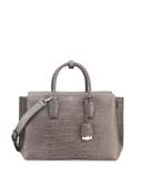 Milla Medium Crocodile-Embossed Tote Bag, Gray