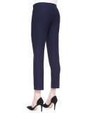 Washable Stretch-Crepe Ankle Pants, Midnight 