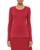 Cashmere-Blend Long-Sleeve Tee, Miracle Berry