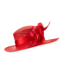 Rosette Upturn Straw Hat, Red