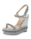Cataconico 120mm Wedge Espadrille Red Sole Sandal, Silver