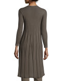 Plisse Button-Front Duster, Mud