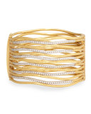 Diamond Jaiper Link Multi-Row Cuff Bracelet