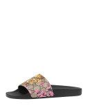 Pursuit Bengal-Print Canvas Sandal, Black