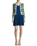 Zigzag Cropped Cardigan, Evergreen