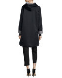 Reversible Hooded Rain Coat, Black/Pewter