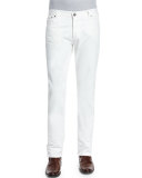 Five-Pocket Straight-Leg Denim Jeans, White