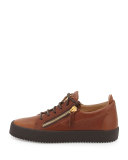 Men's Leather Low-Top Sneaker, Light Brown