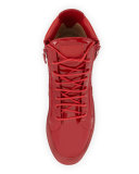 Men's Patent Leather High-Top Sneaker, Red