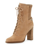 Carrigan Suede Lace-Up Bootie, Dark Khaki