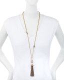 Electra Pearly Crystal Tassel Necklace