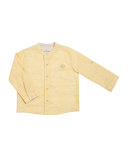 Gingham Cotton & Linen Shirt, Yellow, Size 2-6