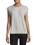 Dismount Cutout-Back Muscle Top, Light Gray