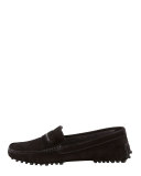 Terry-Trimmed Suede Driver, Black