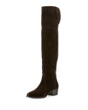 Clara Suede Over-The-Knee Boot, Chocolate