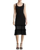 Sleeveless Ribbed Midi Dress, Black