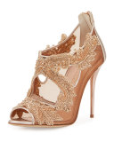 Ambria Beaded Lace 100mm Sandal, Pink