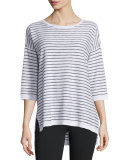 Slub Striped Linen/Cotton Tunic, White