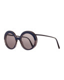 Round Monochromatic Cutout Sunglasses