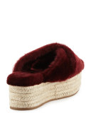 Shearling Crisscross Slide Sandal, Granato