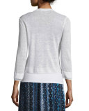 Double-Trim Cardigan, Paper White  