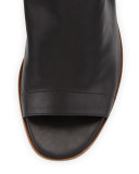 Jane Leather Peep-Toe Bootie, Black