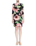Ada Floral-Print Sheath Dress, Black