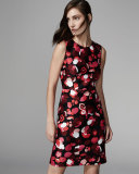 sleeveless floral-print cocktail sheath dress