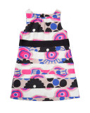 Sleeveless Banded Floral Shift Dress, Multicolor, Size 4-7