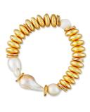 18K Gold-Plated Bead & Baroque Pearl