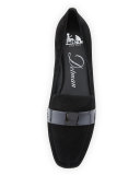 Fab Patent-Strap Suede Loafer, Black