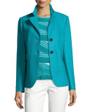 Double-Faced Wool Two-Button Jacket, Azure