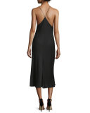 Sleeveless V-Neck Midi Dress, Black