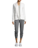Monica Long-Sleeve Heathered Tee, Light Gray