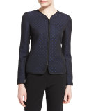 Zip-Front Slim-Fit Star Jacquard Jacket, Royal Blue