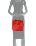 Woven Intrecciato Pleated Tote Bag, Bright Red
