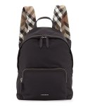 Abbeydale Nylon Check-Trim Backpack, Black