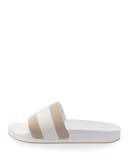 Fabric Slide Sandal w/Solomeo Crest, White