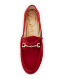 Talia Suede Horsebit Loafer, Tango Red