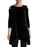 Cold-Shoulder Velvet Tunic 