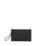 Rockstud Rolling Noir Medium Flap Clutch Bag, Black