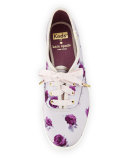 Keds® kick floral sneaker, plum dawn